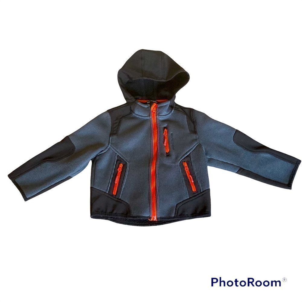 Weatherproof Boys Scuba Jacket Gray Lightweight Full Zip Pockets Hooded size 5/6